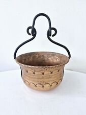 Ancien Chaudron En Cuivre Avec Accrochoir Signé Goardère Cheminée Artisanat