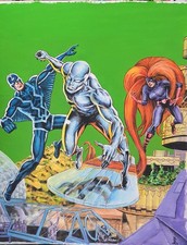 Silver Surfer, reproduction Jean Frisano, Gouache 40x50cm 