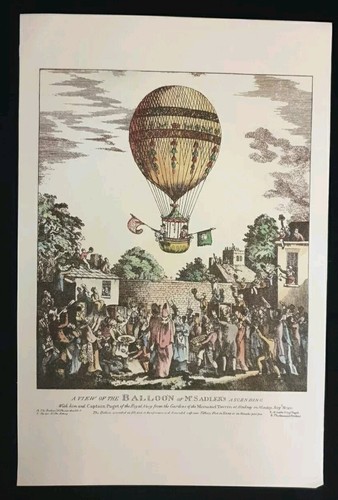 Gravure montgolfiere vue - gravure,
