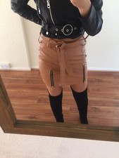 Jupe simili cuir marron camel