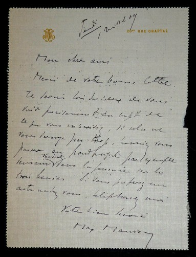 Max maurey lettre autographe - max,