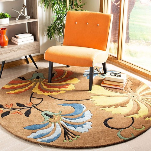 Tapis rond laine touffeté - laine,