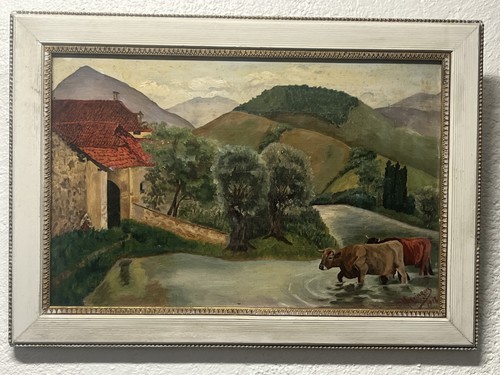 Tableau ancien huile sur toile - tableau,