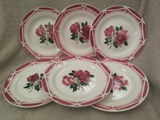 6 anciennes assiettes à dessert DIGOIN modèle CIBON Décor Roses Rouges 