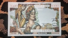 Billet 1000 francs Athéna