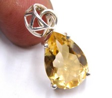 2.60 GM 925 Argent Massif Naturel Citrine Coupe Gemme Pendentif Taille 2.5cm