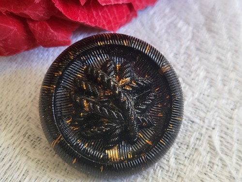 Bouton ancien verre noir - ancien,