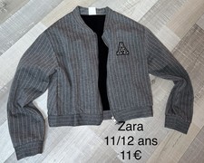 ZARA 11 / 12 ANS FILLE : VESTE MI SAISON STYLE COLLEGE GRISE TBE
