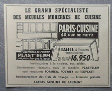 Publicité MEUBLES PARIS CUISINES FORMICA   TOULOUSE advert  1960
