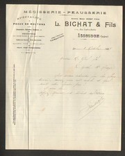 ISSOUDUN (36) MEGISSERIE PEAUSSERIE "L. BICHAT & Fils" en 1927