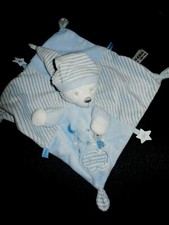 doudou plat ours bonnet bleu Moon rayé étoile lune MAX & SAX (2 dispo)
