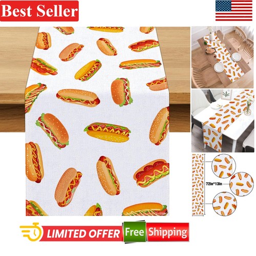 Vibrant hot dog table runner - dog,