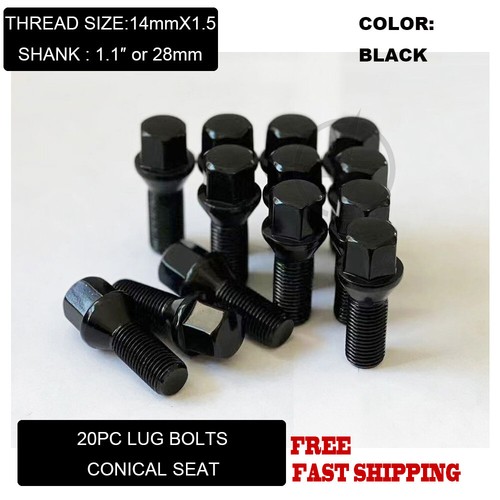 20pc conical seat black - 20pc, lug