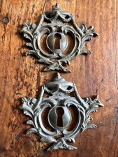 Lot de 2 Entrées de Serrure Bronze Doré XIX Eme Quincaillerie Ameublement Q 16