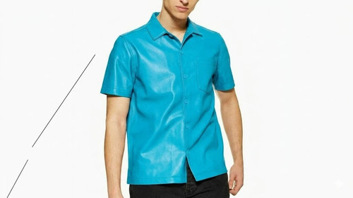Chemise cuir bleu - bleu, turquoise
