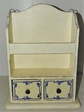 -PETITE ETAGERE MURALE de CUISINE BOIS 2 TIROIRS CERAMIQUE pour épices déco XXe