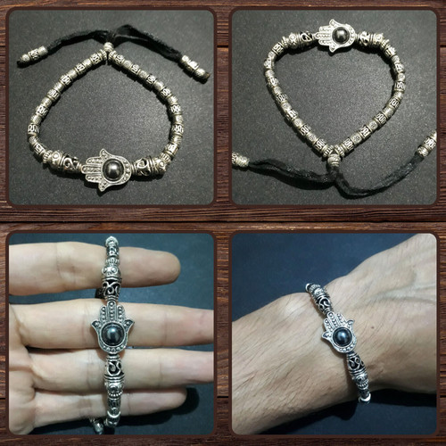 Bracelet cordon métal hamsa - bracelet,