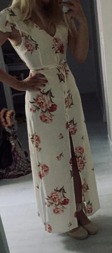 Robe blanche fleurie taille - blanche,