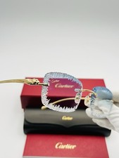 Lunettes Cartier Panthère Doré Et Verre Bleu Diamond Cut Ice Photochromic.