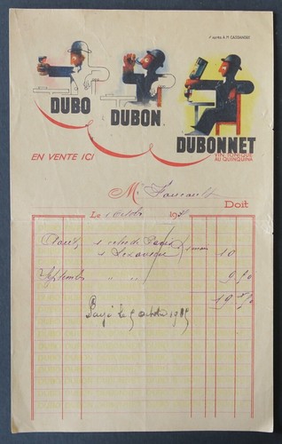 Facturette 1938 dubo dubon - dubo,