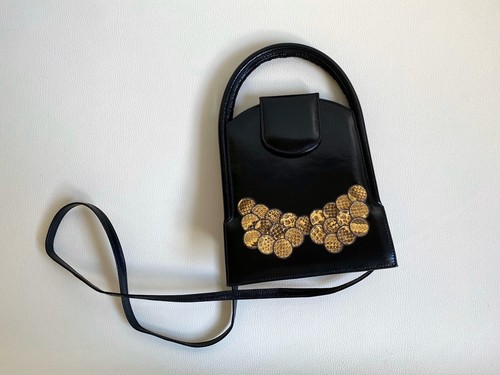 Sac main ancien cuir noir - sac,