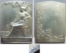 Medaille bronz argenté signé BAUDICHON Art Nouveau championnat  1906 medal femme