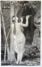 Charles Gleyre PhotoGravure femme nue nu feminin la charmeuse flûte traversière