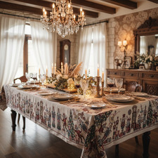 Nappe de Noël 140x180 cm en jacquard Gobelin Casse-Noisette