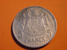 MONACO. 5 FRANCS  LOUIS II de 1945.