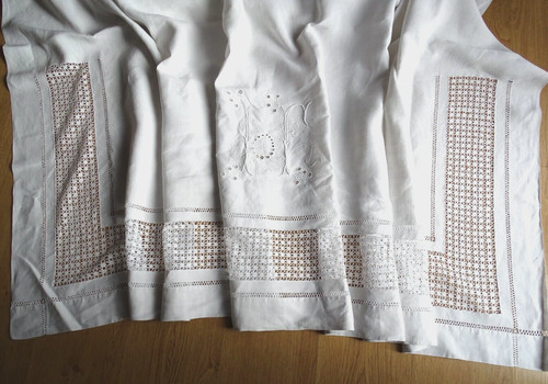 Drap ancien lin superbes - drap,