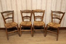 2 lots de chaises: Lot 4 chaises structure en bois, assise en paille bon état