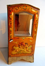 Boite à bijoux porte-montre Napoléon III chaise à porteur vernis Marin: Angelots