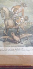 GRAVURE ANCIENNE ANTIQUE PRINT FALCONRY HUNTING HORSE FAUCONIER M RIDINGER 1775 