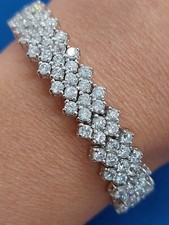 Magnifique Bracelet En Argent Massif Entièrement Pavé De Zirconium.
