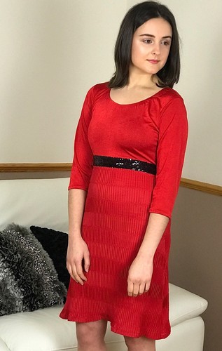 Robe rouge côtelée - rouge,