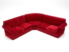 Maison de Poupées Moderne Rouge Velours Coin Canapé Miniature Meuble de Salon