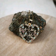 Collier femme réglable en acier inoxydable doré pendentif Arbre De Vie Coeur #11