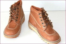 KICKERS Boots à Lacets Cuir Marron Caramel T 34 TBE