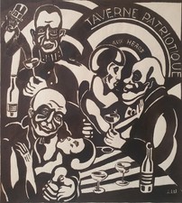 Dessin Encre signé Jos Wils Ecole Belge Prostituée Héros Taverne des Patriotes