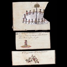 XVIIIe - 4 DESSINS PLUME ET GOUACHE - ARBRE DE LA LIBERTÉ +++