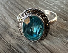 Superbe bague ancienne argent massif et verroterie