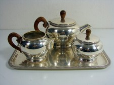 Service à Thé 4 pcs. Métal Argenté Art Déco Giuliano Bossi de Uberti Milano