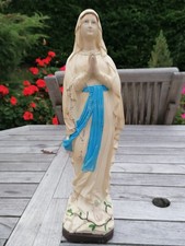 ANCIENNE STATUETTE VIERGE MARIE N DAME DE  LOURDES EN PLÂTRE PEINT HAUT: 37 CM