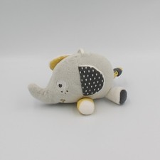 Doudou éléphant gris blanc jaune Babyfan grelot SAUTHON - 26249