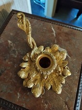 Bougeoir "Rat de Cave" en Bronze Doré Décor Feuilles De Chêne et Glands XIXeme 