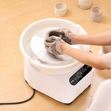 VEVOR Roue de Poterie Tour de Potier 280 mm 350 W avec Pédale et Tablier Blanc