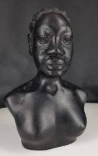 statuette femme africaine en bois noir  ébène buste  sculpté
