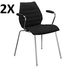 Kartell Maui Souple Set 2 Chaises Fauteuils Tissu Noir Avec Neuf 2893 / BB