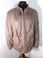 Veste blouson zip simili daim beige doublé Barbara Lebek 48 46D 20uk