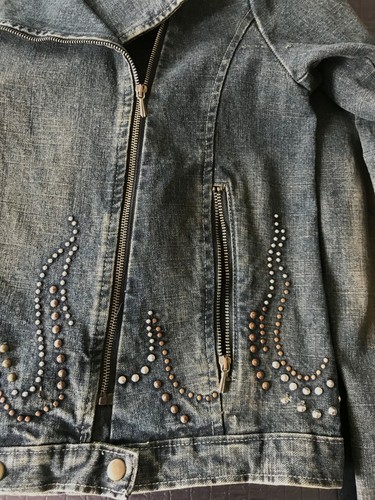 Blouson jeans clouté - , coupe